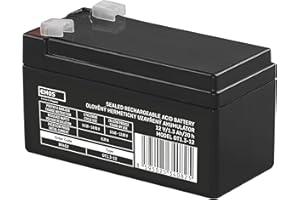 EMOS - Batería de plomo sin mantenimiento - 12 V, 1,3 Ah - Batería AGM - Conector Faston de 4,7 mm - Para sistemas de alarma, tecnología de detección de incendios, dispositivos SAI - 97 x 45 x 53 mm