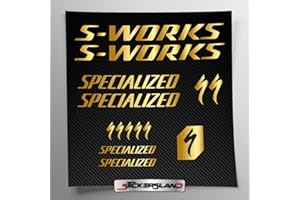 Sticker Kit Compatible with S-Works MTB Mountain Bike Frame and Helmet | Decals Sticker Decal Bike Logos | Stickersland® (Shiny Gold Metallic)