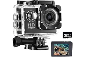 SUZEYEN Action Camera 1080P HD with 32GB TF Card, 90°Wide Angle, 30M Waterproof, 2.0" Screen, 200mAh Battery, Sports Camera for Helmet & Bicycle