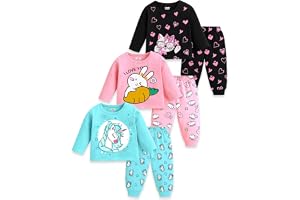 Kuchipoo Girls Regular Fit Cotton T-Shirts and Pyjamas Clothing Set-Pack of 3