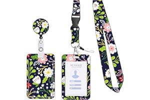 KHDULQ Collier Porte Carte, Porte Badge, Porte Badge Tour De Cou (Fleur Bleue) Pour Fournitures De Bureau Et Scolaires.