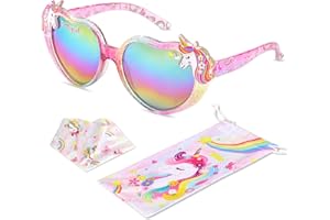 Beipegin Einhorn Sonnenbrille Kinder Mädchen UV Schutz Kleinkind Sonnenbrillen mit Brillenhülle Sonnenbrillen Sommer Freien Dress up Brille Geschenke