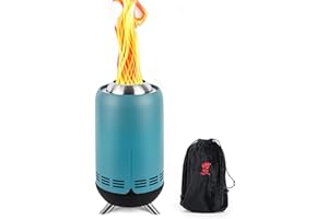 BIGGERFIRE XL Tabletop Fire Pit | Outdoor Blue Mini Fire Pit for Urban & Suburbs | Stainless Steel Secondary Combustion Camping Stove Low Smoke Fueled by Pellets with Travel Bag