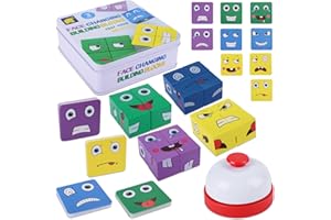 RNHDLY Puzzle D'Expression en Bois, Puzzles en Bois Enfant, Puzzles d'Expression avec Boîte en Métal, IQ Puzzle de Visage Jouet pour Enfant de Plus de 3 an