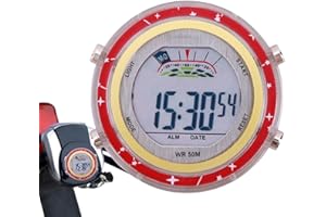 HUYERUIE Fahrraduhr, motorraduhr für Lenker wasserdicht, fahrraduhr für Lenker, Edelstahl-Motorraduhr,wasserdichte Lenkeruhr, Aufklebbare Motorrad-Montageuhr, wasserdichte -Fahrraduhr, aufklebbare Fahrradhalt