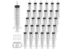 REYSHIN 30 Pack 30ml Plastic Syringe, Syringe Tools Individually Wrapped with Sealing Cap&Soft Tube for Scientific Labs Measuring Watering Feeding Pets Oil or Glue Applicator (30ml)