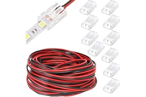 RUNCCI-YUN Cavo di Prolunga da 20 m LED,Kit di Connettori a Striscia LED,LED Connettore, Connettori Strisce Led Spina 10 mm 2 pin, 2 Poli Rapido Connettore Cavo per SMD 5050 5630 monochrom LED