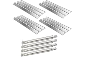 Zemibi Grill-Reparatur-Teile-Set für Broil King 9211-64, 9211-67, 9215-54, 9215-57, 9215-64, 9215-67, 9221-54 Gasgrill-Modelle, Edelstahl-Brennerrohr und Wärme Teller, P. 4 Stück, Silber
