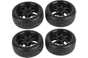 BQLZR Black Y shape Hub Wheel Rim & Tires 1:10 On-road Racing Car Pack Of 4