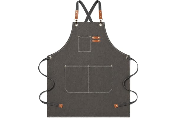 jiuzcare Tabliers de Cuisine 68x76cm Réglable Tablier Barbecue avec 3 Poches Tablier pour Hommes Femmes Tablier Sangles Croisées Tabliers pour Barbecue, Restaurant, Jardin, Barbecue, Café