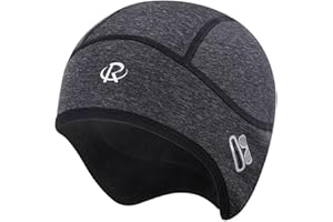 ROTTO Cycling Skull Cap Helmet Liner Fleece-Lined with Ears Covers and Glasses Slots for Cycling Running Hiking Skiing