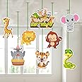 ZYOZIQUE Jungle Theme Birthday Ceiling Hanging Streamers Kids Theme For Baby Shower Birthday Decorations Supplies (Pack Of 8),Multi Colour