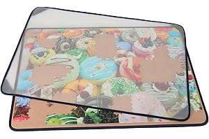 Tektalk Puzzle Board with Dustproof Cover for Storage Puzzle Saver, Non-Slip Surface (Khaki, Up to 1500 Pieces)