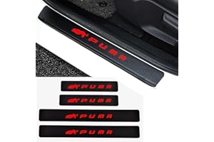 RIDGOEL 4 Piezas Pegatinas Protective de Umbral de Puerta de Coche para Ford Puma Decoración para Estribos de Coche de Fibra de Carbono Red