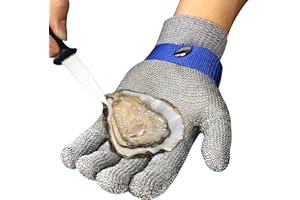 ORYIAH Guantes Anticorte Guantes de Trabajo Acero Inoxidable Guante de Trabajo de Seguridad Apto para Cortar Carne Y Abrir Ostras (XL)