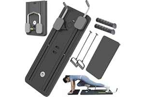 ExeractFit Pilates Board Compact Pilates Reformer Machine Set, Foldable AB Roller Wheel Rodillo Abdominales Exercise Board Rebote Automático Máquina de Ejercicio en Casa(Negro con Empuñadura)