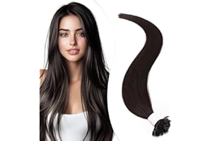 Elailite Extension Cheratina Capelli Veri 1 Grammo Marrone Scuro, 25 Ciocche 100% Human Hair Indiani 40cm 25g #2