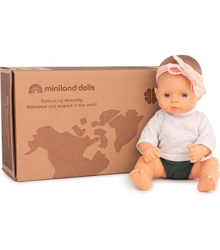 MINILAND Knitted Baby Blanket For 38cm Dolls - Made From Recycled Materials, Terra Color (45x45cm)