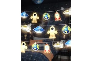 AceList Guirlande lumineuse spatiale à 20 LED pour chambre d'enfant, 3 m de long, blanc chaud, en acrylique, pour l'intérieur, lit de bébé, décoration de fête, veilleuse pour garçon et fille