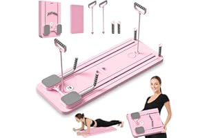 PYOCRD Pilates Board, 5 en 1 Pilates Reformer avec Roue Abdominale à Rebondissement Automatique et Minuterie, AB Roller Machine Pliable Multifonctionnel pour la Maison et la Salle de Sport