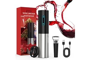 Korkenzieher Elektrisch, Assark Weinflaschenöffner Set, Automatischer Flaschenöffner, Geschenkidee Weinflaschenöffner, Korkenzieher Wein mit Folienschneider, USB-Kabel, Vakuumstopfen und Weinausgießer