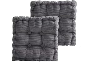 ‎BETTSCHLANGE Bettschlange Sitzkissen Outdoor, 2er Set Stuhlkissen 50x50cm, Dicke Bodenkissen, Sitzpolster Outdoor für Bank und Gartenstuhl(Quadrat,Dunkelgrau,50 x 50 cm)