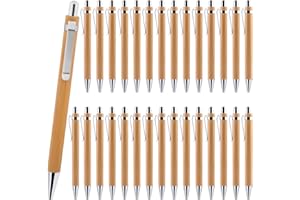 Delamiya Lot de 30 stylos à bille ergonomiques en bambou de qualité supérieure pour l'écriture, le journal, l'école, les fournitures de bureau, les cadeaux de remise de diplôme