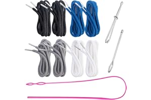 FFWHKON 8 Pieces Drawstring Replacement Kit with Three Easy Threaders, Ideal for Sweatpants, Shorts, Pants, Jackets, Coats, Drawstring Cords for Easy DIY Repairs