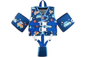 Gogokids Gilet de Natation pour Enfants avec Brassards Flottants, Gilet de Flottaison de Style Veste pour Tout-Petits avec Bretelles Ajustables pour Garçons et Filles (2-6 Ans)