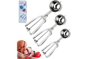 NA MENG Eisportionierer Edelstahl Eislöffel Portionierer 3 Eisportionierer in verschiedenen Größen für Eis, Kuchenteig, Melone, Fleischbällchen, Kekse, Obst - 3 Stück