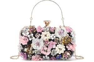 EVEOUT Dam 3D blommig kuvertväska elegant blomma aftonhandväska med kedjerem för bröllop, bal och fest