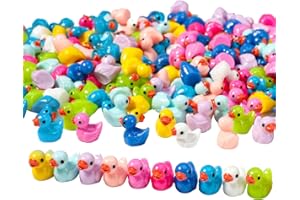 Fanshiontide Lot de 100 Mini Canards en Résine 10 Couleurs Canards Miniatures Petit Canard a Cacher Mini Figurines de Canard pour Aquarium Jardin Paysage Maison de Poupée Potting Micro Paysage