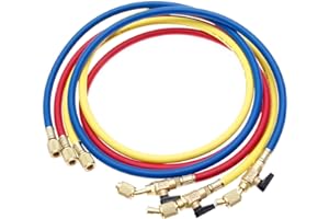 gohantee Ensemble de jauge de collecteur R12 R22,Tuyau de charge pour réfrigérant avec valve à boisseau sphérique,800 PSI,Pour liquide de refroidissement R134A R12 R22 R502 R410