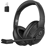 EKSA Cuffie Bluetooth con microfono & Adattatore USB, 55 Ore Di Riproduzione e 10 metri di Portata, Over Ear Cuffia Wireless 
