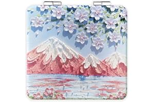 ‎UYRVAPE UYRVAPE Magnifying Compact Mirror Foldable Colorful Painting Cosmetic Mirror Portable Small Plastic Pocket Makeup Mirror Double Sided 2X Magnification Cute Small Mirror