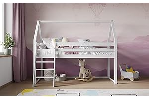 FLAIR FURNISHINGS Flair Ellie House Mid Sleeper Wooden Bed - White