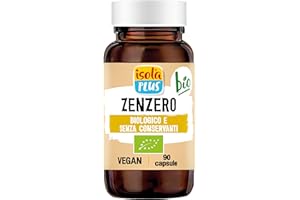 ISOLA PLUS Zenzero, Integratore Alimentare Biologico, 90 Capsule da 500mg, Senza Conservanti, Vegano e Bio