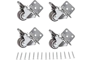 JCAKES 4 ruedas giratorias para muebles, con freno, ruedas de goma silenciosas, placa de montaje en L, adecuada para muebles, soportes de flores, cunas, estanterías, herramientas de bricolaje (forma