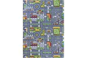 KIKAWORD Car Mat for Children,Car Rug,Non-Slip Road Mat for Toy Cars,Funny Cars Play Mats forKids,Kid's Traffic Map Crawling Play Mats,Non-Slip and Washable,City CarRoad Interactive Game,50 * 80CM