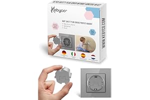 Kebyco Italia - Copriprese per bambini - Copertura presa elettrica per bambino senza chiave né aderente per innovazione fantastica protegge da polvere e spruzzi (Gris)