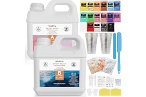 Nicpro 2160ml/ 72 oz Kristallklares Epoxidharz Set, Harz Gießen Set für Basteltischplatten, Schmuckherstellung, Formen, Kunstmalerei mit 16 Glimmerpulver, Messbechern und mehr
