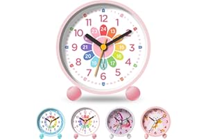 YeahBoom Reloj Despertador Niño,Despertador Infantil Silencioso Sin Tick Tick,Reloj de Aprendizaje con Luz Nocturna,Digital y Analógico para Niños
