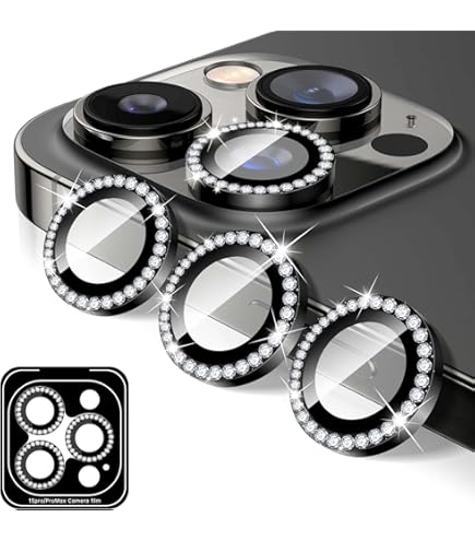 HD Chiaro Nero Diamante-goffrato Di Protezione Dell'obiettivo Del Telefono Cellulare Copriobiettivo Compatibile Con Per IPhone 13 Pro Max 15 16 Pro - Foto 8