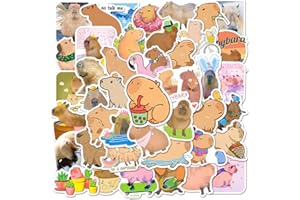 CANVERLENS Autocollants de Capybara 50 pièces pour bouteilles d'eau ordinateur portable planche à roulettes, cadeau d'autocollant mignon pour enfants adolescents étanche