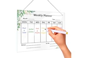 XYUAYAMZ Agenda Settimanale in Acrilico, Planner Settimanale Cancellabile, Lavagna Settimanale Planning da Muro, Lavagnetta de Pianificazione per Ufficio Scuola Cucina, 30 x 20 cm, Trasparente