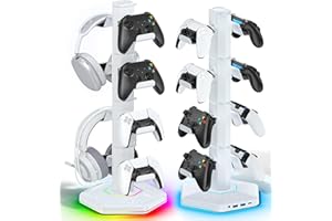 OIVO VGA DESIGN Support Multifonction pour Manettes et Casque avec Ports USB, Crochet Détachable pour Organisateur de Câbles, Rangement Accessoires Gaming pour PS5/Xbox/Switch, Idéal en Cadeau pour Gamers (Blanc)