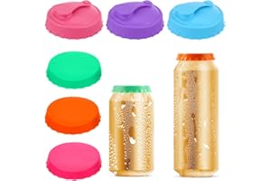 LUSOFIE 6 Tapas de Silicona para Latas de Bebidas, 2 Estilos, Coloridas, Antipolvo, Antiderrame, Reutilizables, Tapas de Goma para Latas (6 Colores)