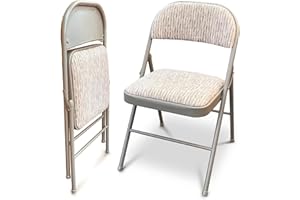 JupiterJX Deluxe Fabric Padded with Heavy Duty Steel Metal Frame, Back Rest Folding Chairs For Office Garden Computer Desk Foldable Chair With Cushioned Pad Seat Set Of 1