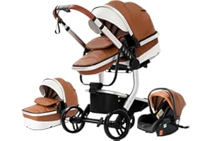 MAGIC ZC 3 en 1 Sistema de Viaje Para Bebé 3 en 1 Cochecito de Paisaje Alto Carrito con Capazo Silla de Paseo Cochecito de Bebé Reclinable Cochecito Estándar Plegable de Recién Nacido (khaki 518)