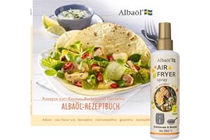 ‎ALBAÖL Albaöl - Rezeptbuch "Rezepte zum Kochen, Backen und Genießen" + Air Fryer Spray, 190 ml Flasche I Geeignet für alle Heißluftfritteusen und andere Kochanforderungen bei Temperaturen bis zu 250°C